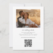 Minimal modernes Foto Hochzeit in einem Einladung (Rückseite)