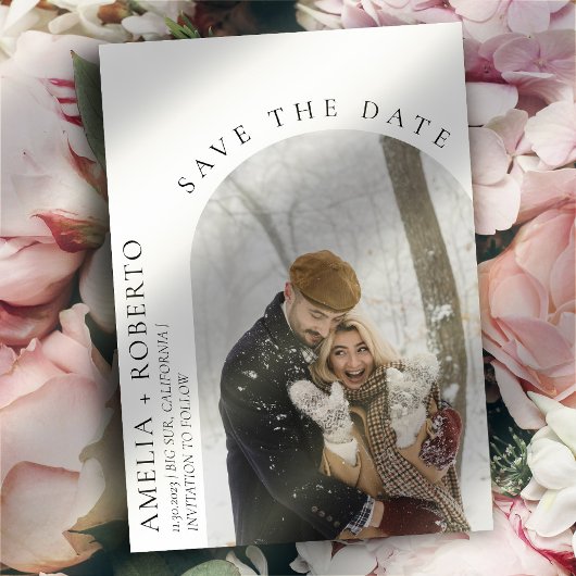 Minimal Modernes Foto Hochzeit Save the Date Einladung