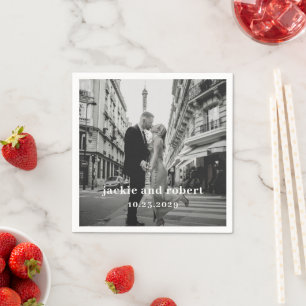 Minimal Modernes Foto Hochzeit Serviette