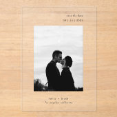 Minimal modernes Foto löschen Hochzeit das Datum s Acryleinladungen (Vorderseite)