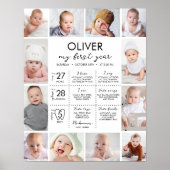 Minimal Modernes Foto - Meilenstein im ersten Jahr Poster (Vorne)