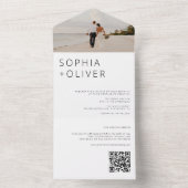 Minimal Modernes Foto & QR Code Hochzeit All In One Einladung (Innen Boden)