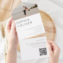 Minimal Modernes Foto & QR Code Hochzeit