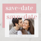 Minimal Modernes Foto Rosa Save The Date (Vorne/Hinten)