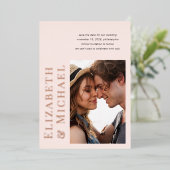 Minimal Modernes Foto Save the Date rosa Folieneinladung (Stehend vorne)