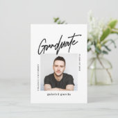 Minimal Modernes Foto Script Graduate Party Einladung (Stehend Vorderseite)