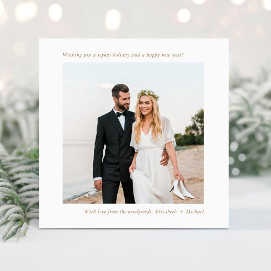 Minimal Modernes Foto Verheiratet Weihnachten Weiß