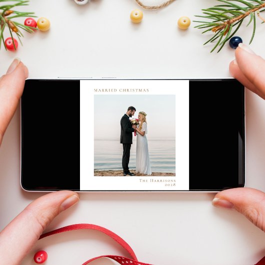 Minimal Modernes Foto Verheiratet Weihnachten Weiß