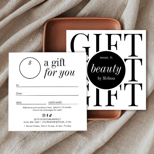 Minimal Modernes Friseur Schönheitssalon Geschenkg Quadratische Visitenkarte