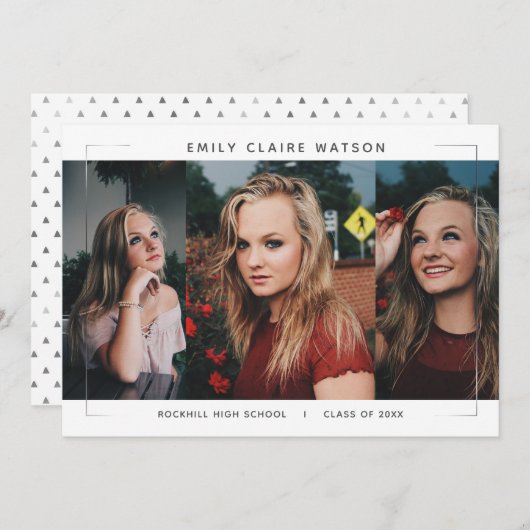 Minimal Modernes Gerahmtes Foto Collage Grad Party Einladung (Vorne/Hinten)