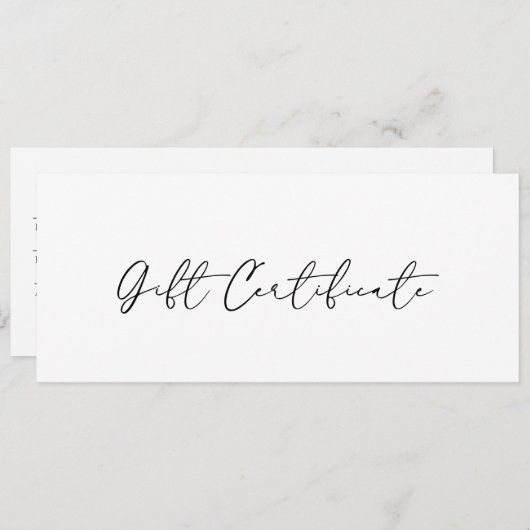 Minimal Modernes Geschenkgutschein (Vorne/Hinten)