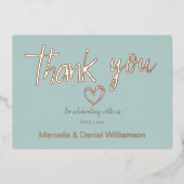 Minimal Modernes Herz und Skript Hochzeit Folieneinladung (Vorderseite)