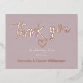 Minimal Modernes Herz und Skript Vielen Dank für I Folie Einladungspostkarte (Vorderseite)