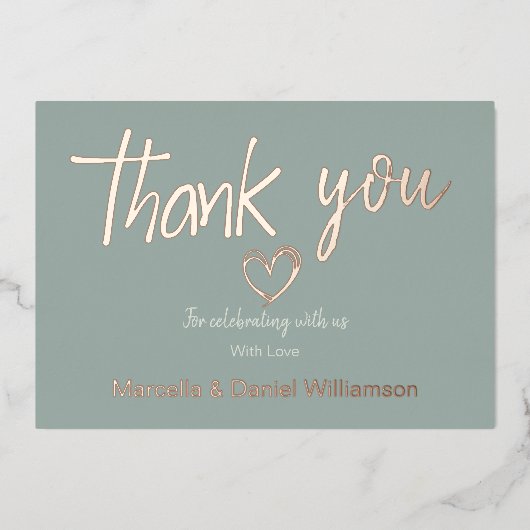 Minimal Modernes Herz und Skript Vielen Dank für I Folieneinladung (Vorderseite)