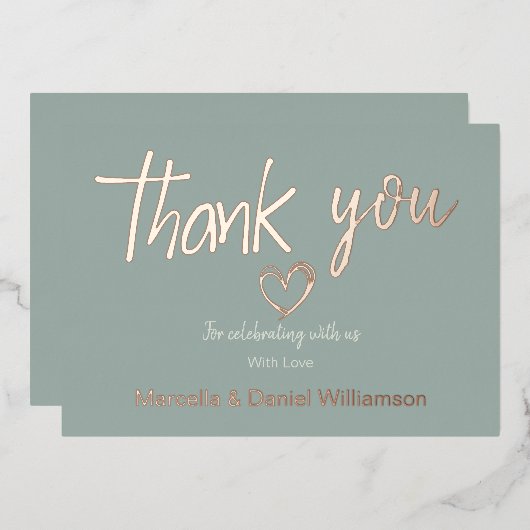 Minimal Modernes Herz und Skript Vielen Dank für I Folieneinladung (Vorderseite/Rückseite)