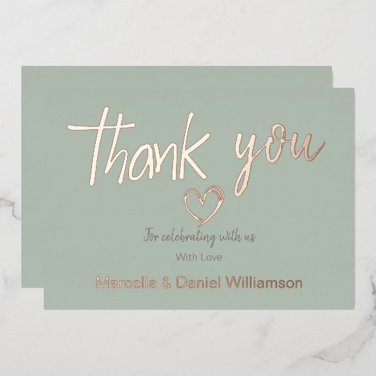 Minimal Modernes Herz und Skript Vielen Dank für I Folieneinladung (Vorderseite/Rückseite)