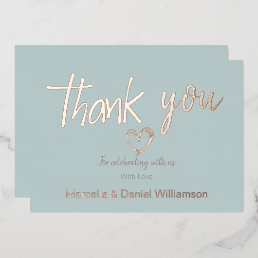 Minimal Modernes Herz und Skript Vielen Dank für I Folieneinladung (Vorderseite/Rückseite)