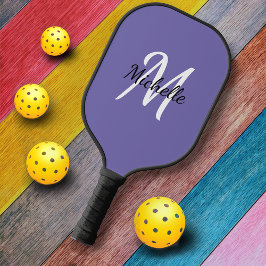 Minimal Modernes Lila- und Weißmonogramm Pickleball Schläger