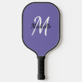 Minimal Modernes Lila- und Weißmonogramm Pickleball Schläger (Vorderseite)