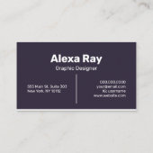 Minimal Modernes Lila Weiß Visitenkarte (Rückseite)