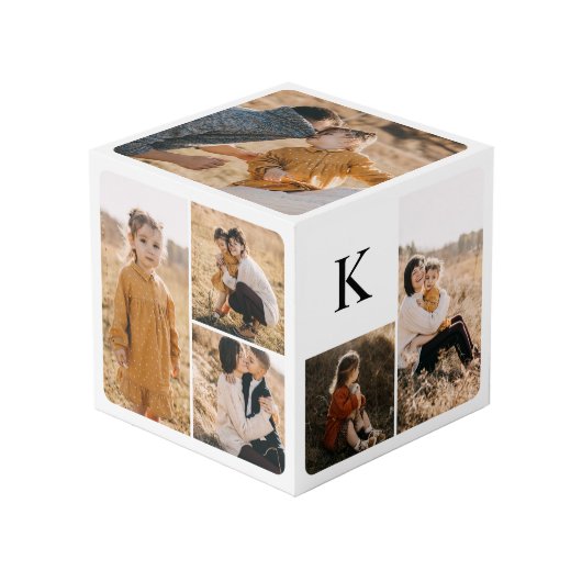 Minimal modernes Monogramm für die mehrfache FotoC Würfel (Vorderseite Schrägansicht)