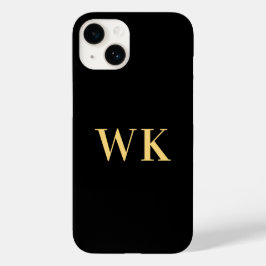 Minimal Modernes Monogramm Schwarzes Gold Case-Mate iPhone 14 Hülle