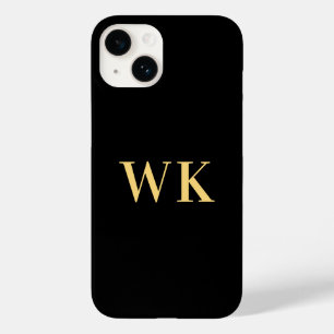 Minimal Modernes Monogramm Schwarzes Gold Case-Mate iPhone 14 Hülle