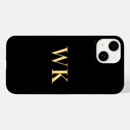 Minimal Modernes Monogramm Schwarzes Gold Case-Mate iPhone Hülle (Rückseite (Horizontal))