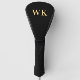 Minimal Modernes Monogramm Schwarzes Gold Golf Headcover