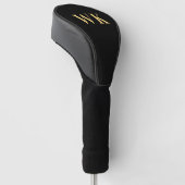 Minimal Modernes Monogramm Schwarzes Gold Golf Headcover (angewinkelt)