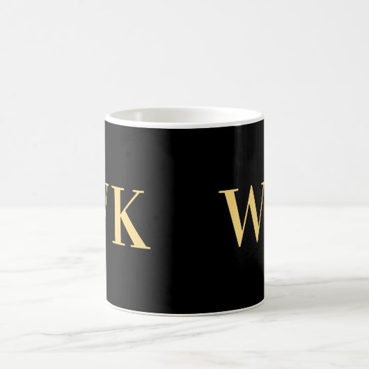 Minimal Modernes Monogramm Schwarzes Gold Kaffeetasse (Mittel)