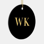Minimal Modernes Monogramm Schwarzes Gold Keramik Ornament (Rechts)