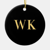 Minimal Modernes Monogramm Schwarzes Gold Keramik Ornament (Vorne)