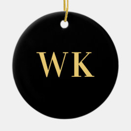 Minimal Modernes Monogramm Schwarzes Gold Keramik Ornament