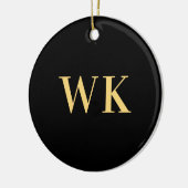 Minimal Modernes Monogramm Schwarzes Gold Keramik Ornament (Links)