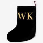 Minimal Modernes Monogramm Schwarzes Gold Kleiner Weihnachtsstrumpf (Rückseite)