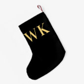 Minimal Modernes Monogramm Schwarzes Gold Kleiner Weihnachtsstrumpf (Rückseite (Hängend))