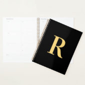 Minimal Modernes Monogramm Schwarzes Gold Planer (Anzeige)