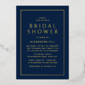 Minimal Modernes Navy & Gold Brautparty Golden Folieneinladung (Vorderseite)