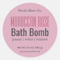 Minimal modernes, rosa Bath Bomb Round Label