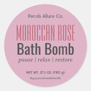 Minimal modernes, rosa Bath Bomb Round Label Runder Aufkleber