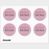 Minimal modernes, rosa Bath Bomb Round Label Runder Aufkleber (Blatt)