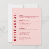 Minimal Modernes Rosa Probe Abendessen Elegante Einladung (Vorderseite)