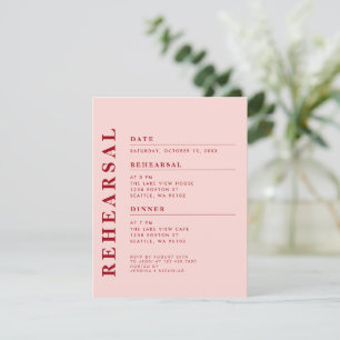 Minimal Modernes Rosa Probe Abendessen Elegante Einladung