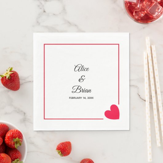 Minimal Modernes Rotes Herz Hochzeit Serviette (Beispiel)