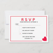 Minimal Modernes Rotes Herz Valentine Hochzeit RSVP Karte (Vorderseite)