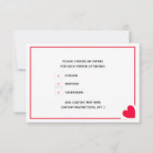 Minimal Modernes Rotes Herz Valentine Hochzeit RSVP Karte (Rückseite)