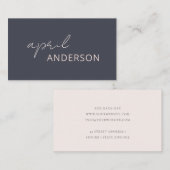 Minimal Modernes Schwarzes Navy Blush Pink Script Visitenkarte (Vorne/Hinten)