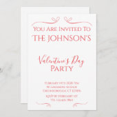 Minimal Modernes Valentinstag Party Einladung (Vorne/Hinten)