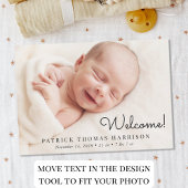 Minimal Modernes Welcome Foto Geburtsjahr Ankündigung